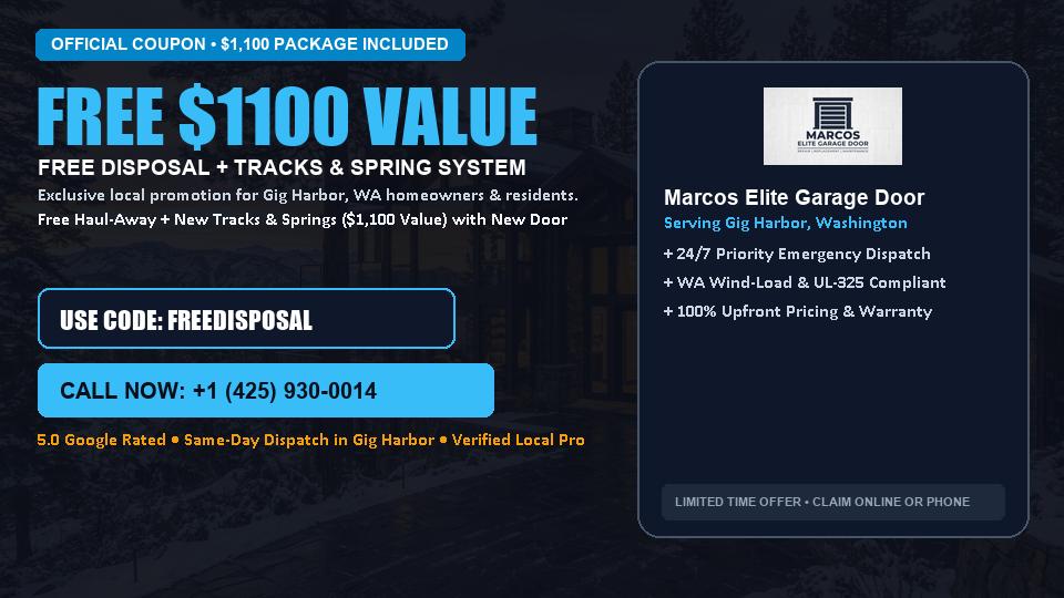 Marcos Elite Garage Door FREE Haul-Away & Heavy-Duty Tracks with New Door in Gig Harbor, WA